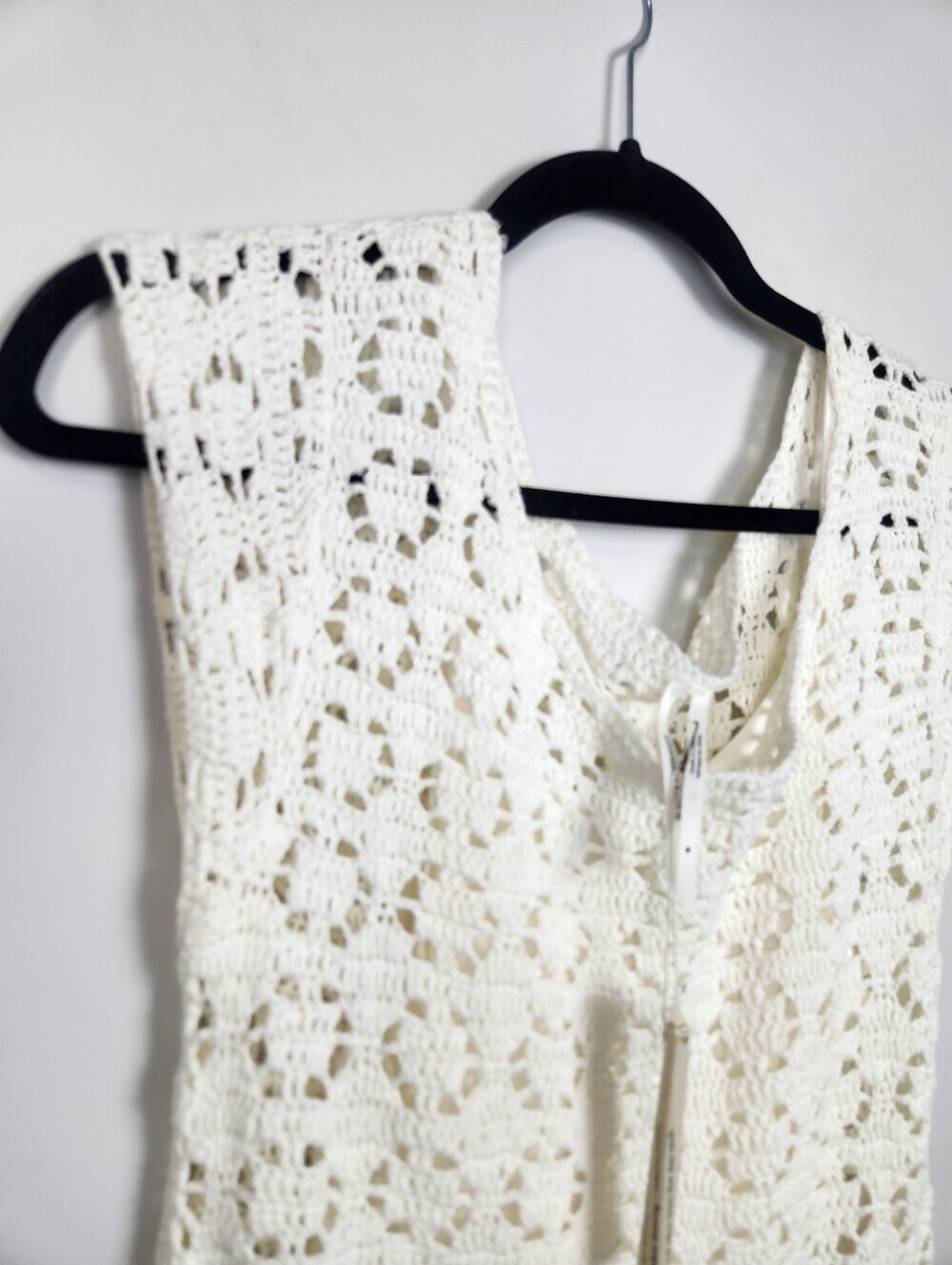 🆕 Anthropologie Britannia Crochet Midi White Summer Dress Sz M Boho Open Knit - Picture 3 of 15